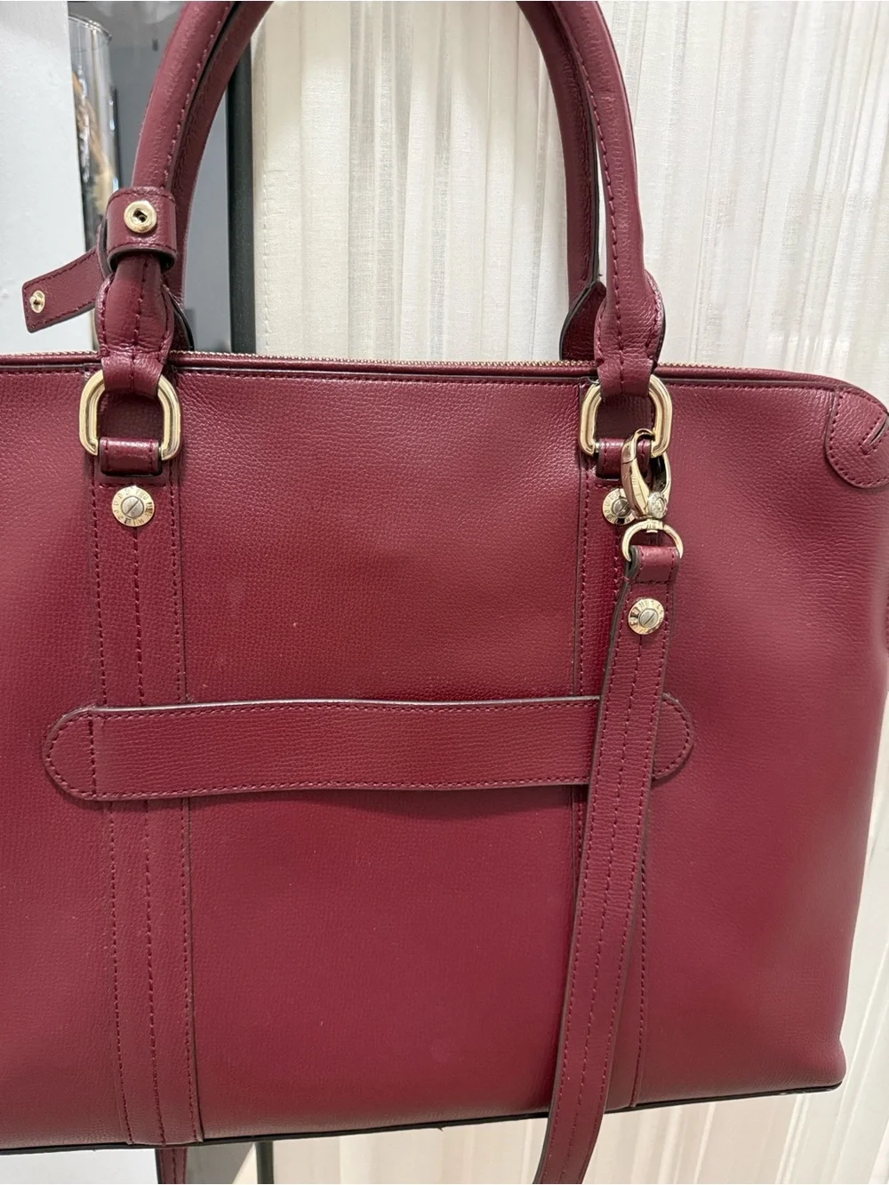 HENRI BENDEL Burgundy LEATHER Satchel Travel/Laptop